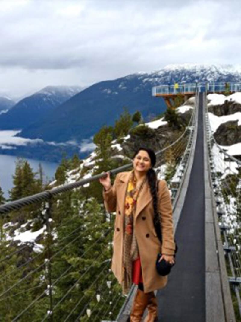Dr. Suri at Stellar Kids Dentistry on Sky Pilot Suspension bridge in Squamish, BC.