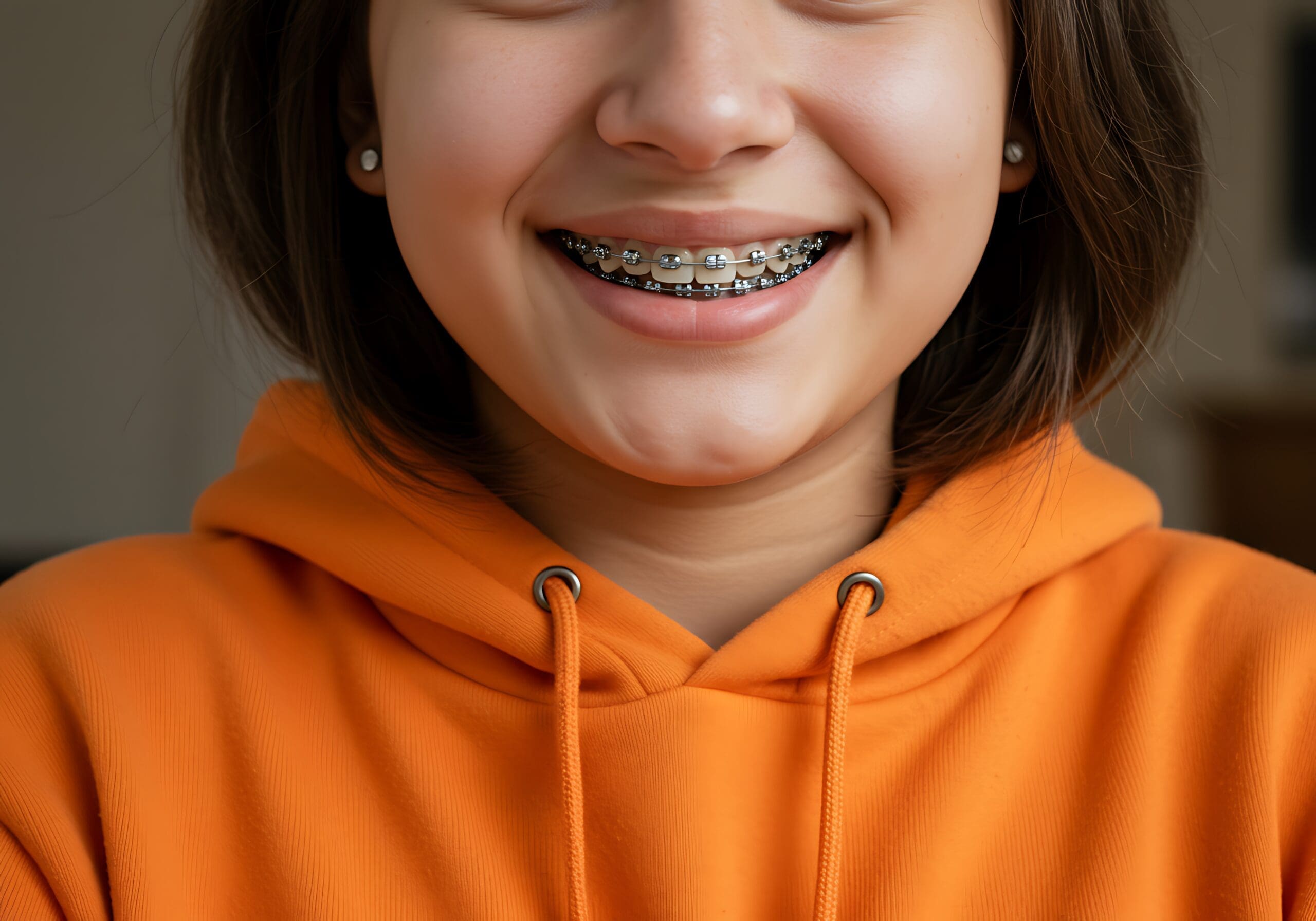 girl wearing braces smiling