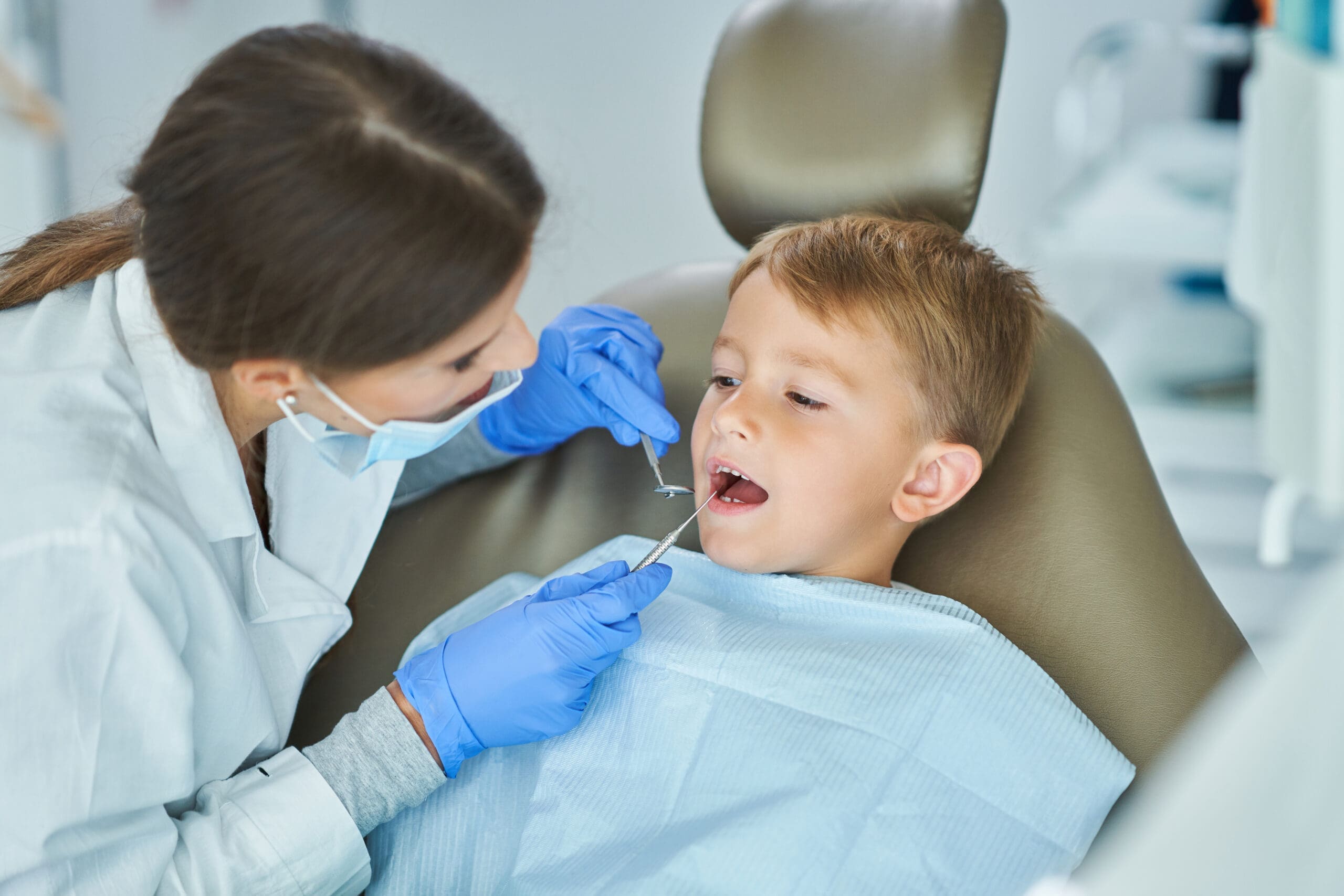 little boy at dentists office